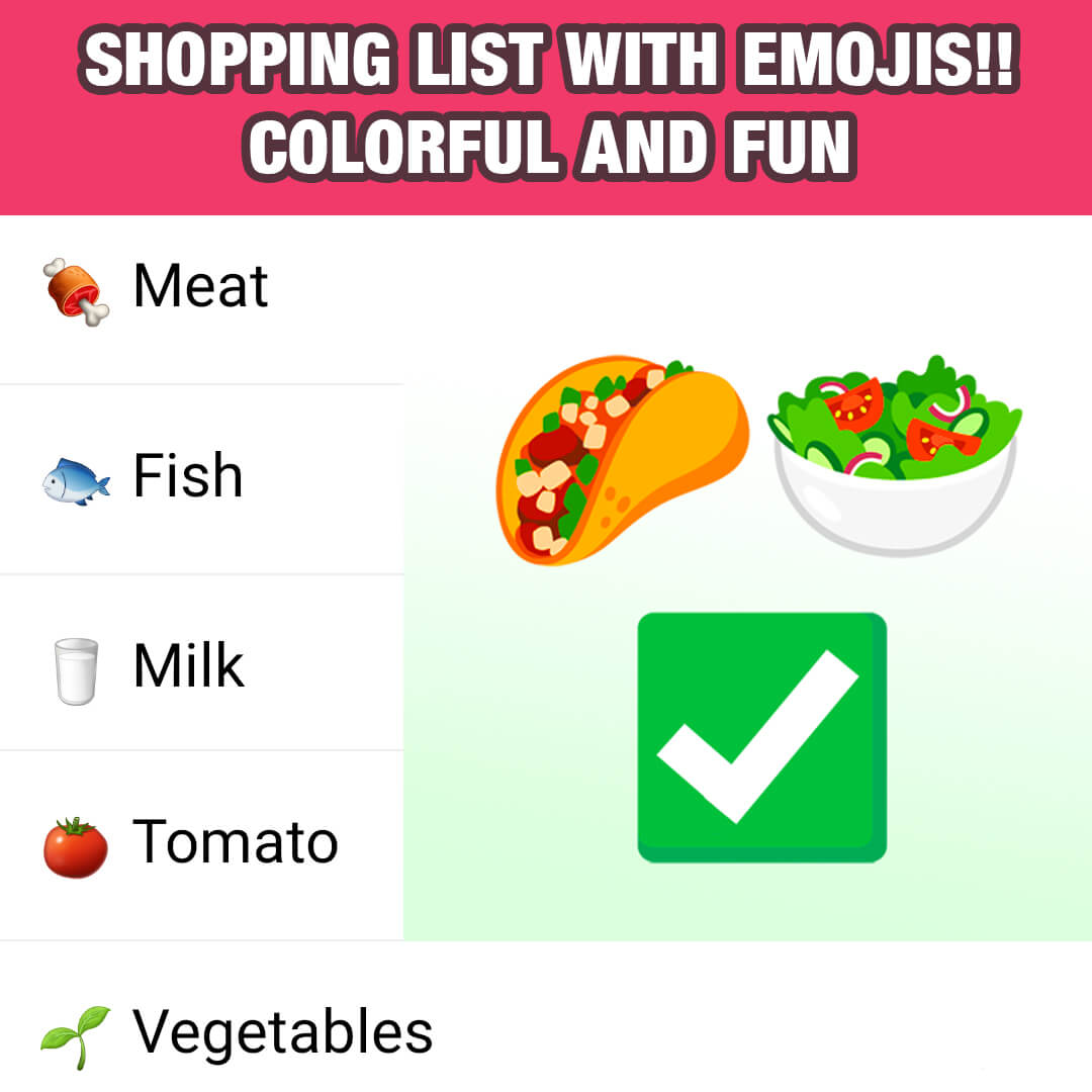 Emoji Grocery Shopping List is fun and colorful